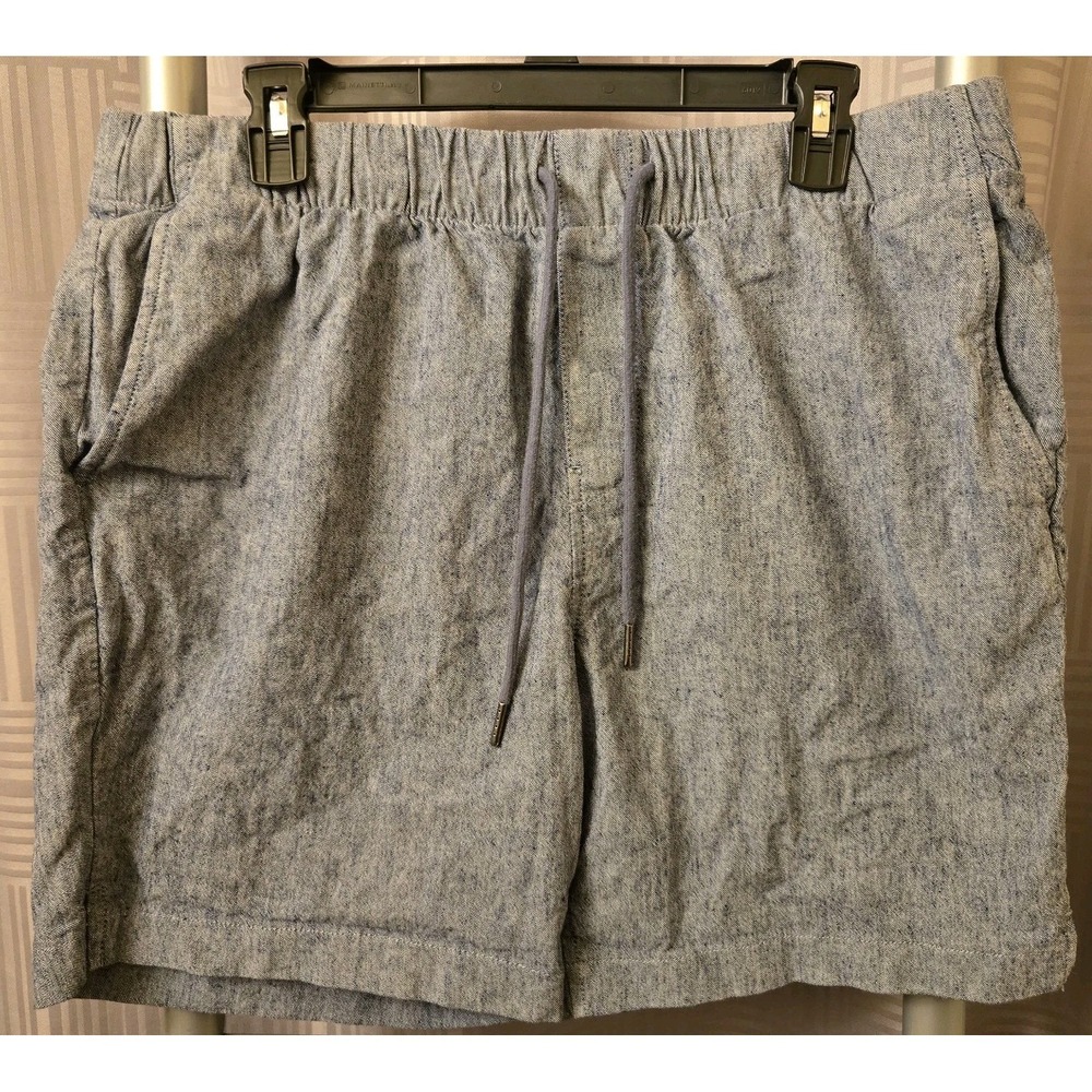 Express Men's Blue Chambray Drawstring Pull-on Shorts Elastic Waist Size Large